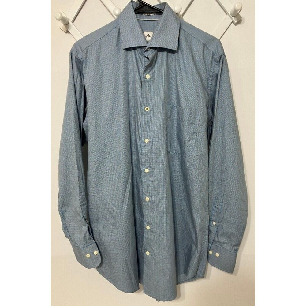 Peter Millar Mens L Dress Shirt Blue Yellow Stripes‎ Minimalist Aesthetic